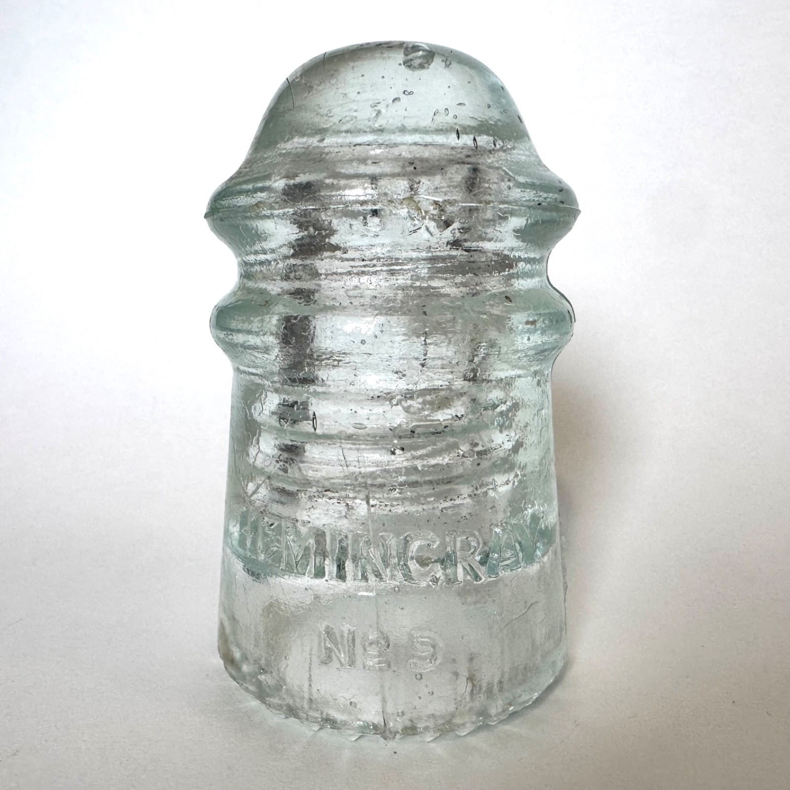 Clear or Near Clear Backward “9” Prismatic Embossed Hemingray 9 Pat May 2 18”9”3