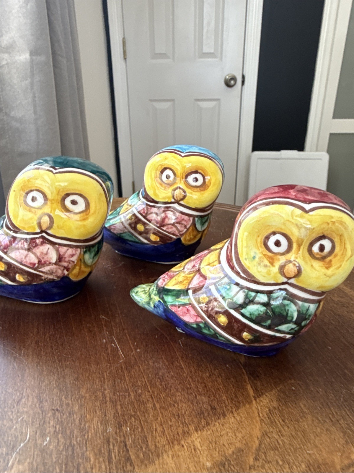 hand-painted Baiocco ceramic Owl figurines, from the Umbria region of Italy. hand-painted Baiocco ceramic Owl figurines, from the Umbria region of Italy.
