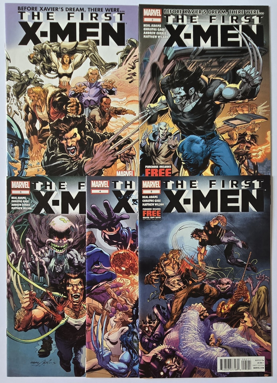 First X-Men #1-5 Complete Set Marvel 2012-2013 Neal Adams Wolverine