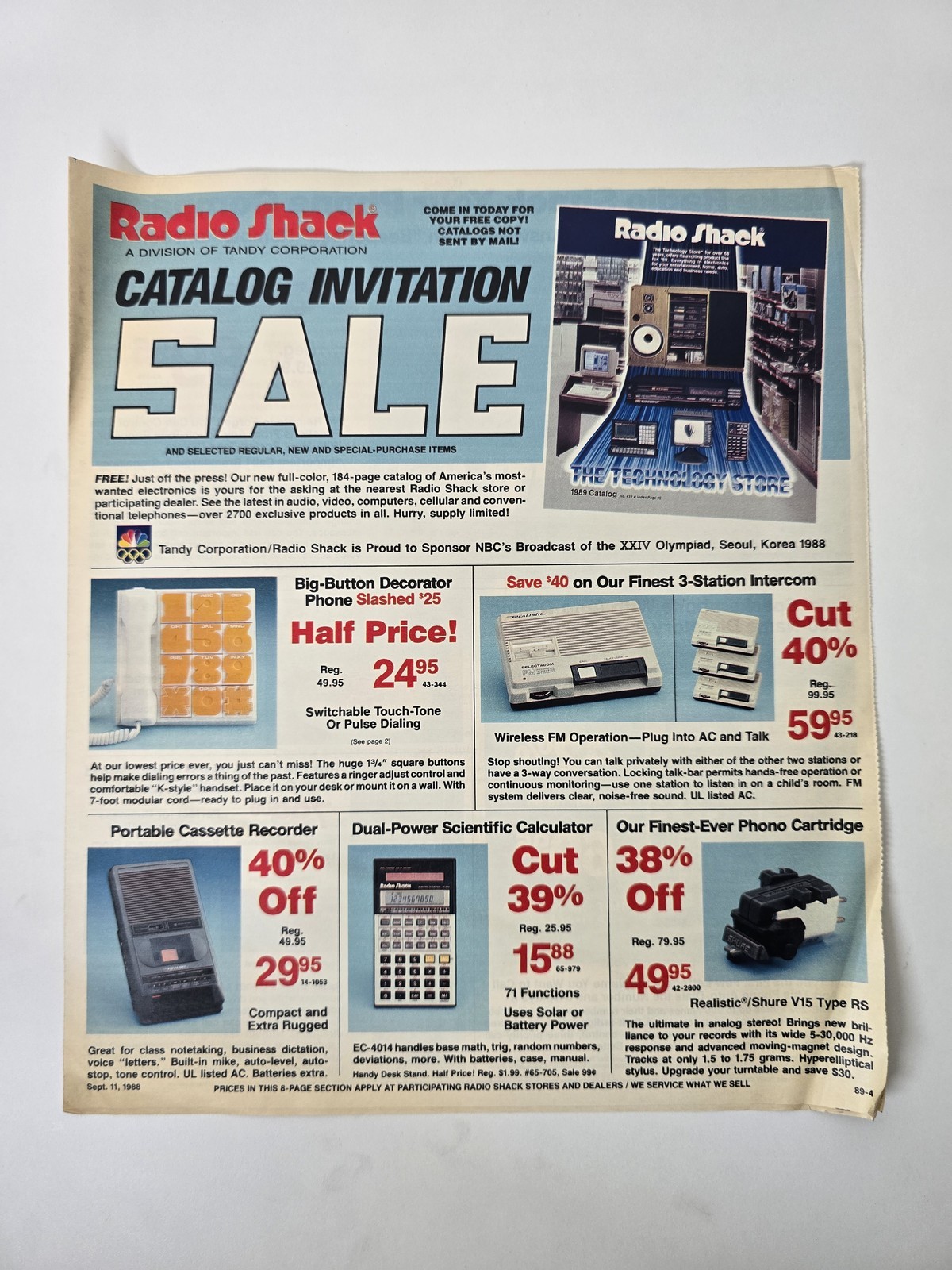 Vintage 1988 Radio Shack Catalog Tandy 1000 TX Computer Audio Sale 8 Pages Ad
