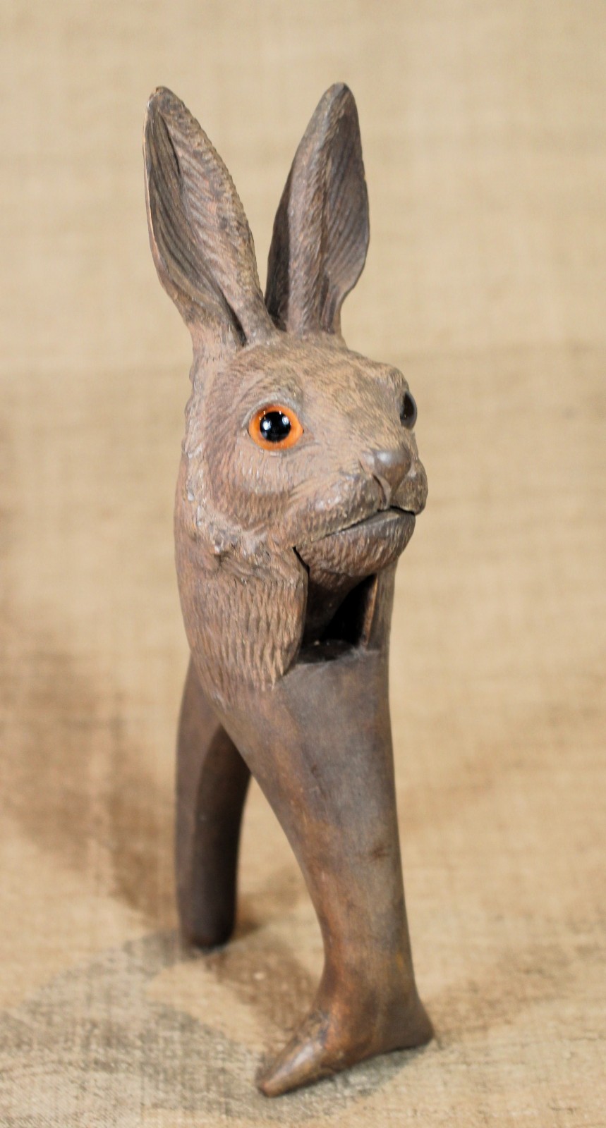 Antique Black Forest Carved Wooden Hare Rabbit Nutcracker c. 1895