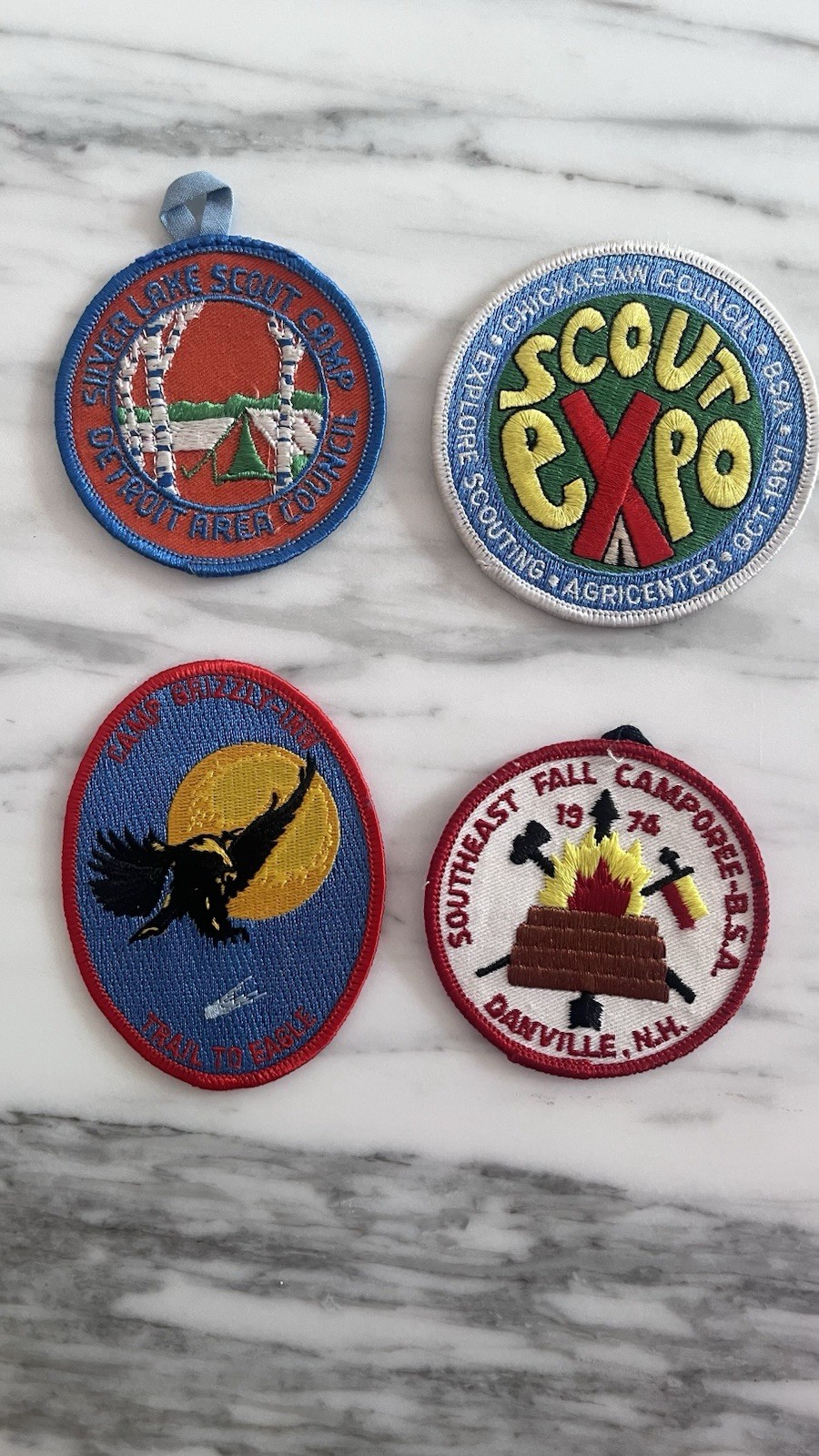 Vintage Boy Scout Patch Lot of 4 BSA Camporee Scout Expo 1976 1981 Camp Grizzly