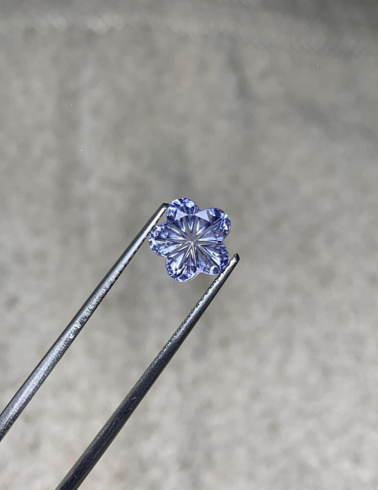 Blue Sapphire Flower Fantasy Cut 3.50cts | Lab Grown Hand Carved Loose Gemstone