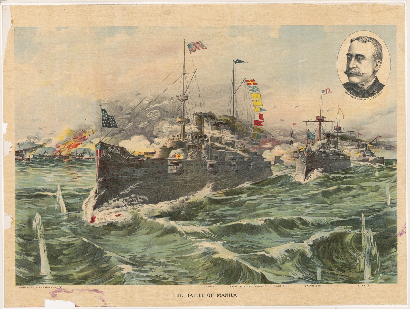 Battle of Manila Bay 1898 Vintage Navy Dewey Photo Reprint Wall Art