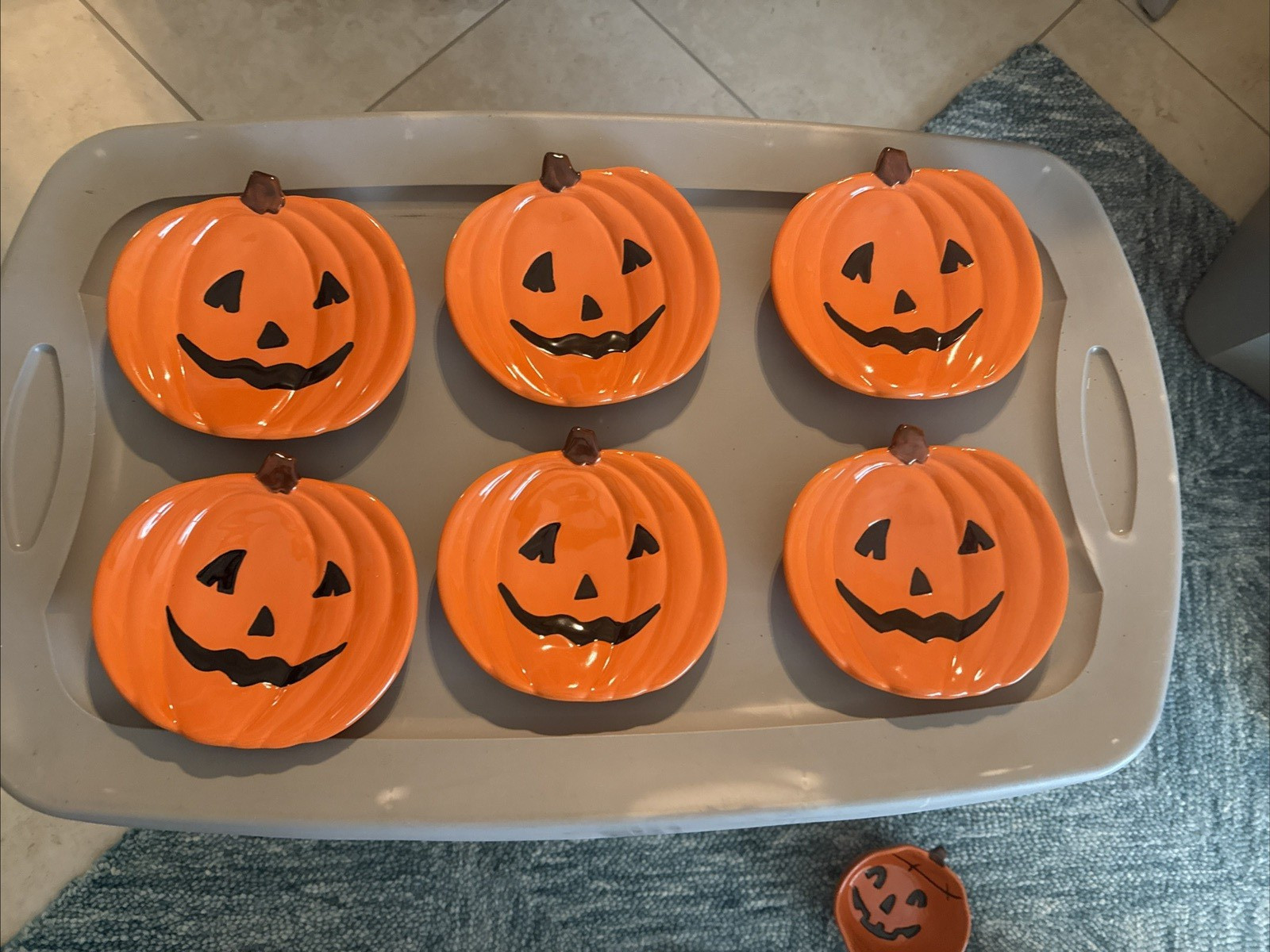 Pottery Barn Halloween Jack O Lantern Pumpkin Ceramic 7.5