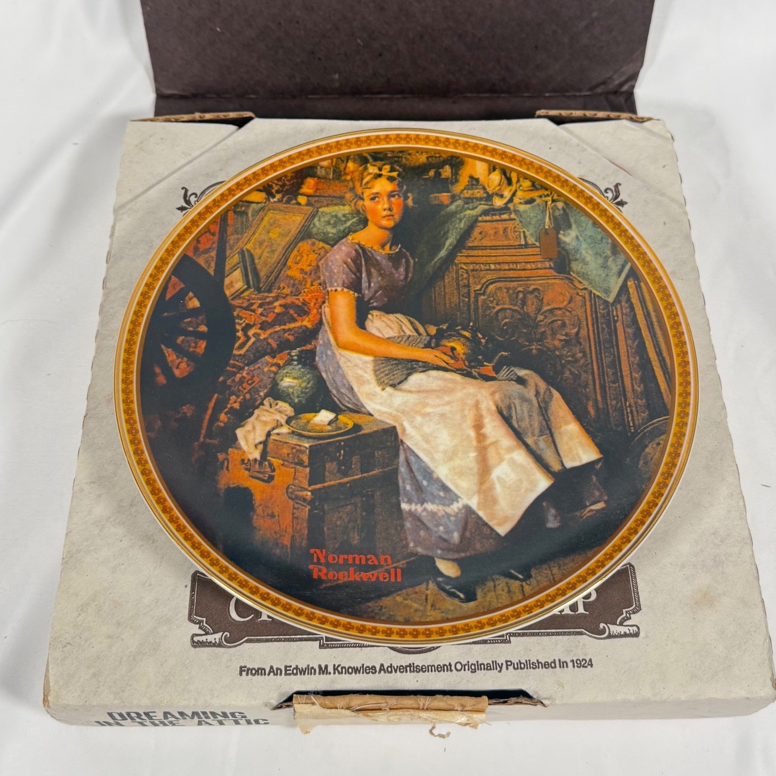 Edwin M. Knowles Collector Plate Dreaming in the Attic Norman Rockwell