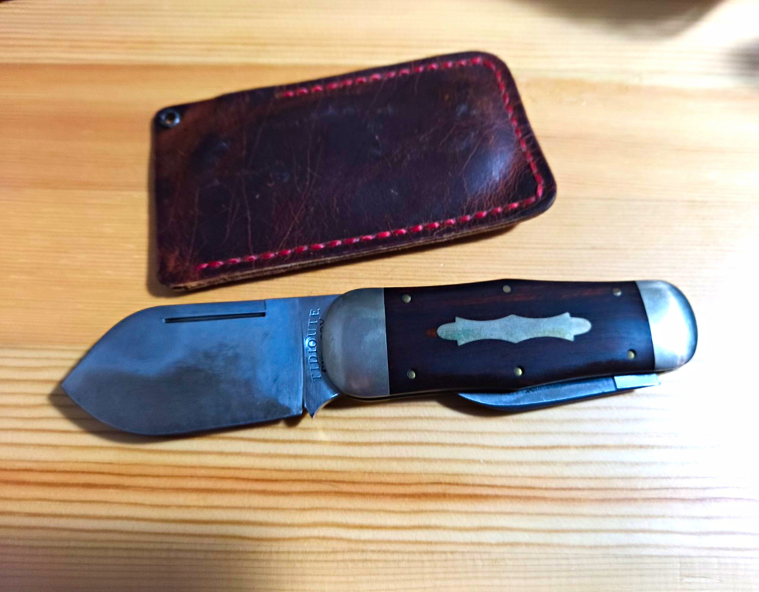 Great Easter Cutlery Whaler Folding Pocket Knife Made In USA Leather Sheath Rare