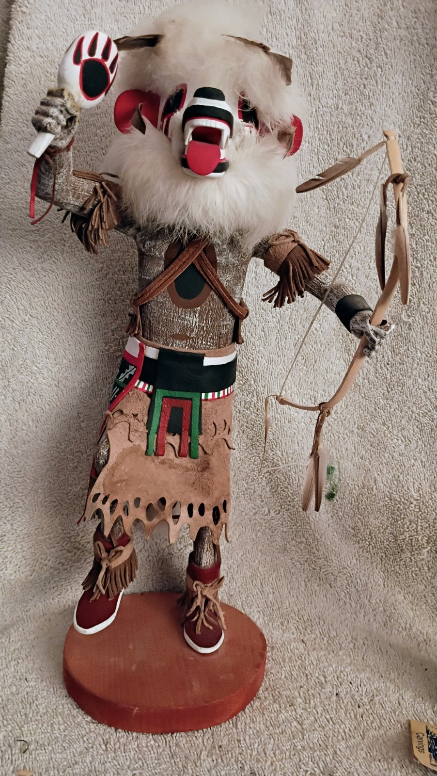 Vintage Hopi White Bear Kachina Signed Anthony Briones