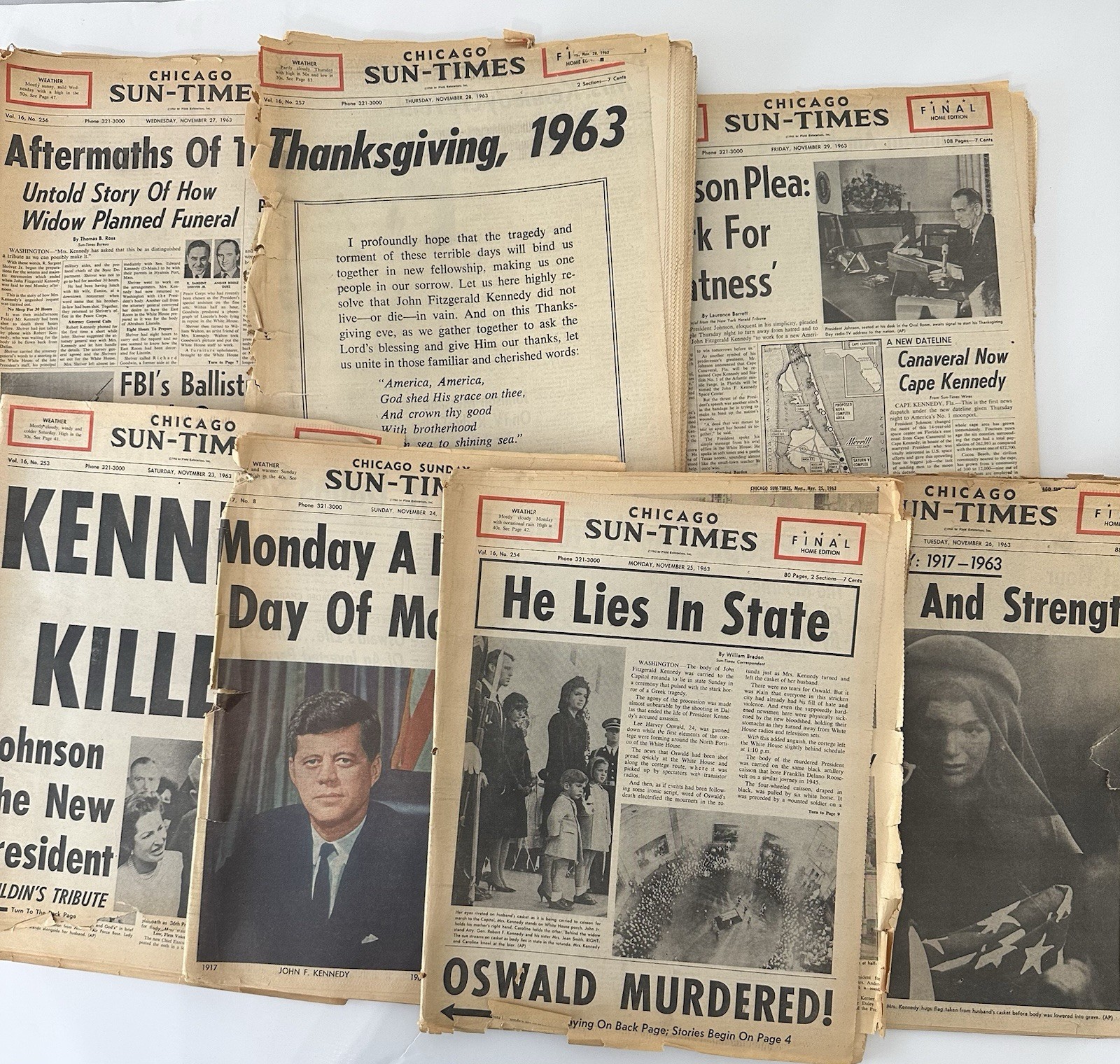 JFK Assassination 1963 Sun-Times 7-Day Run & 1967 William Manchester Look Lot