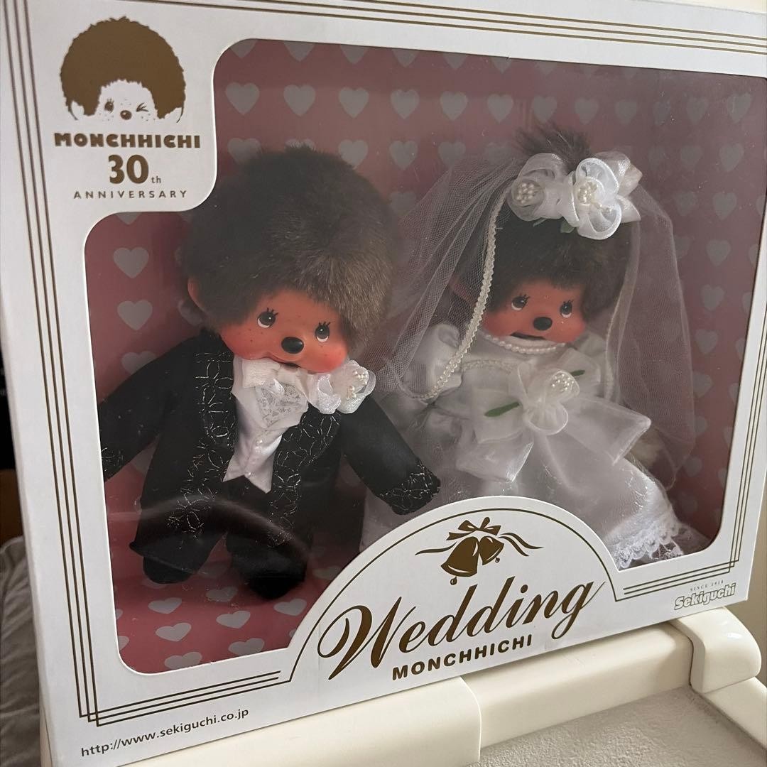 Monchhichi Wedding Set Plush Dolls Telegram Sekiguchi Bride Groom Tuxedo Dress Monchhichi Wedding Set Plush Dolls Telegram Sekiguchi Bride Groom Tuxedo Dress