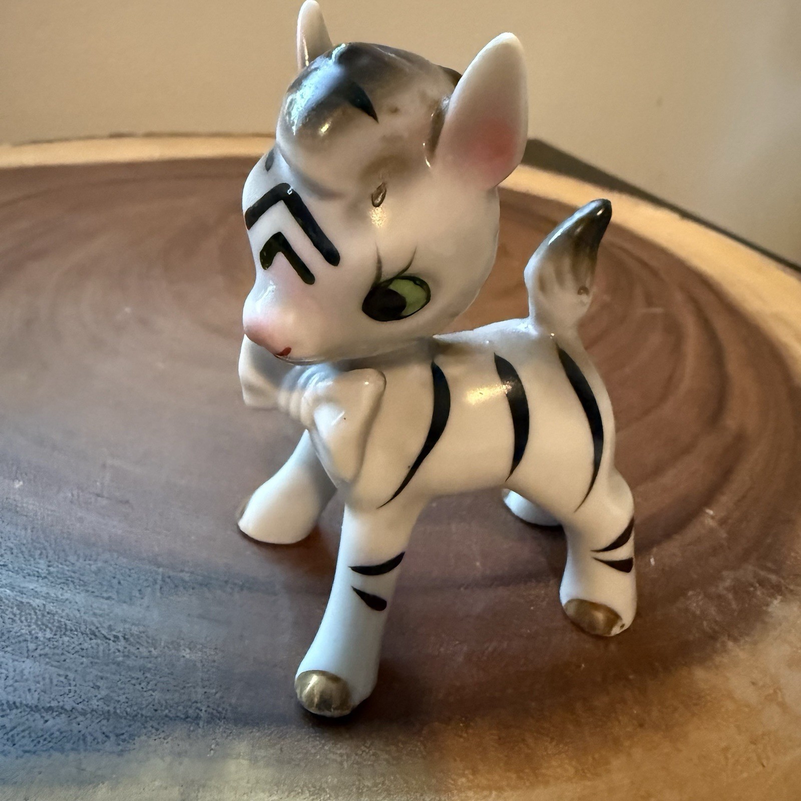 RARE Vintage Kitchie Ceramic Baby Zebra Figurine Made In Japan MCM 4”T 3” L
