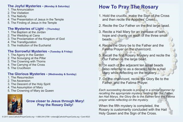 How to Prayer the Rosary Prayer Card, 5-pack, 4 x 6 inch size How to Prayer the Rosary Prayer Card, 5-pack, 4 x 6 inch size