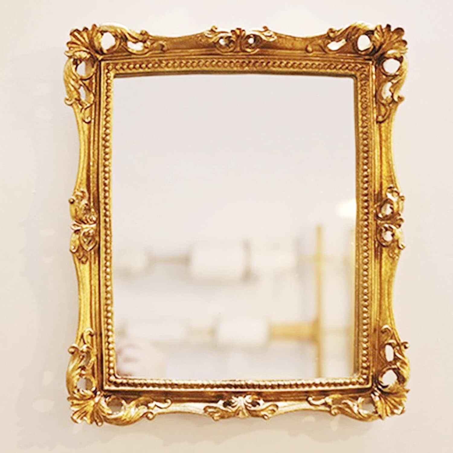 Ornate Gold Baroque Frame Mirror Luxury Elegant Small Rectangle Square Gold W... Ornate Gold Baroque Frame Mirror Luxury Elegant Small Rectangle Square Gold W...