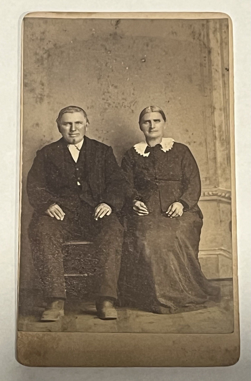 Antique Victorian Cabinet Card Couple Portrait McLain Photographer Logan Ohio