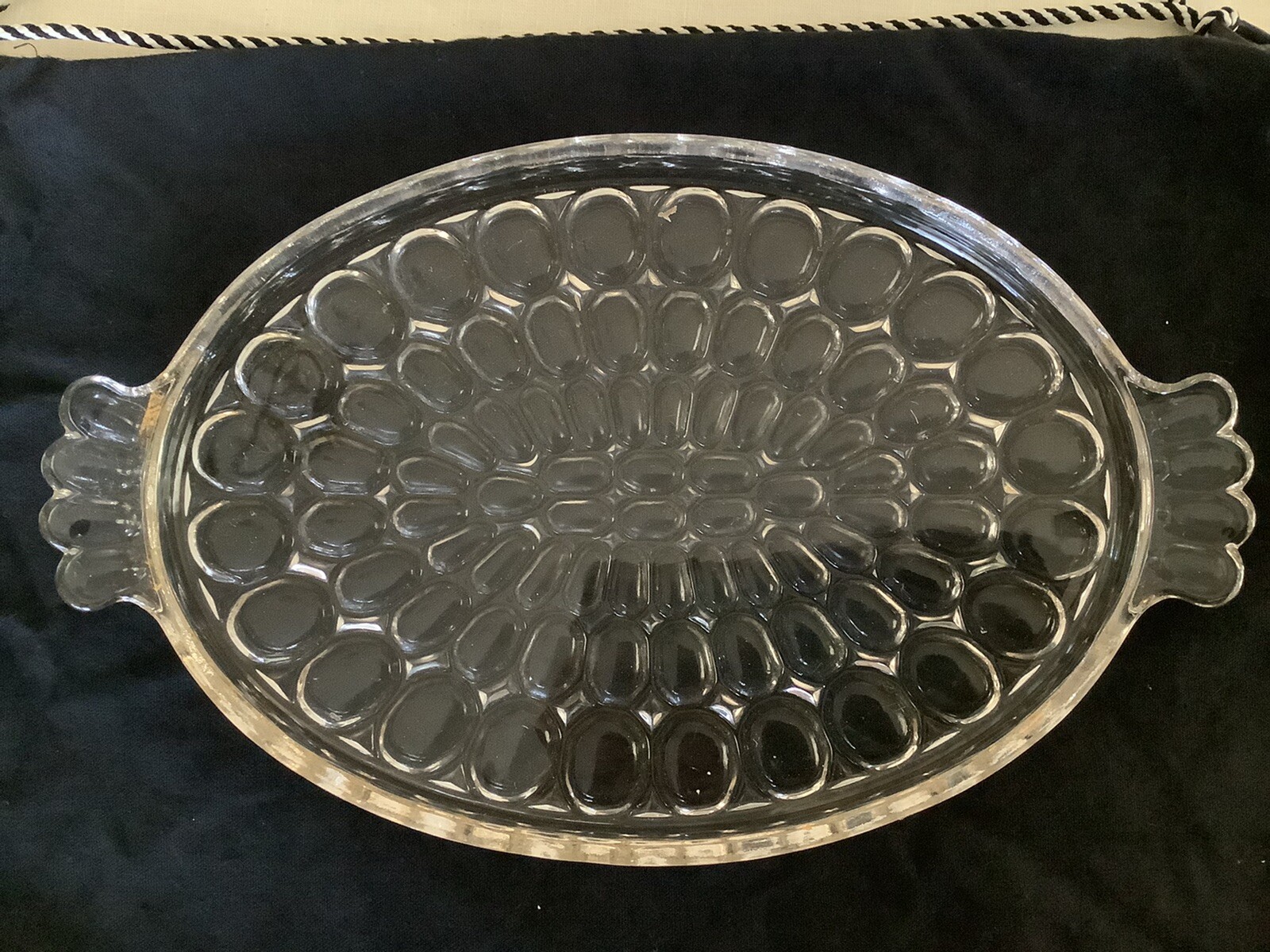 Vintage Pressed Glass Oval Dresser Vanity Tray 13