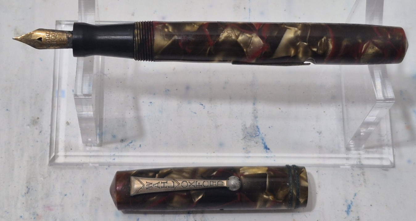 Vintage Wahl Oxford Fountain Pen Brown Marble Pearl Celluloid Eversharp