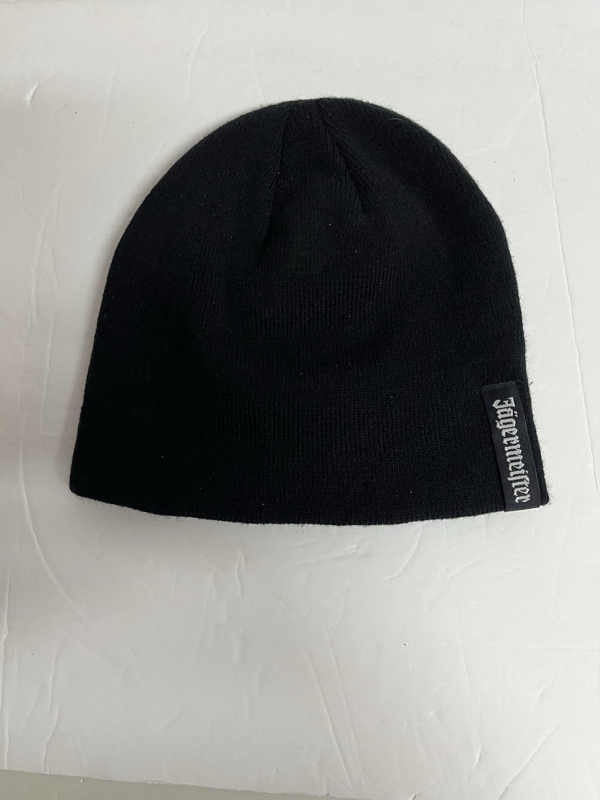 Jagermeister Knit Beanie Skull Cap Hat One Size Black Logo Tag NEW W/O TAGS