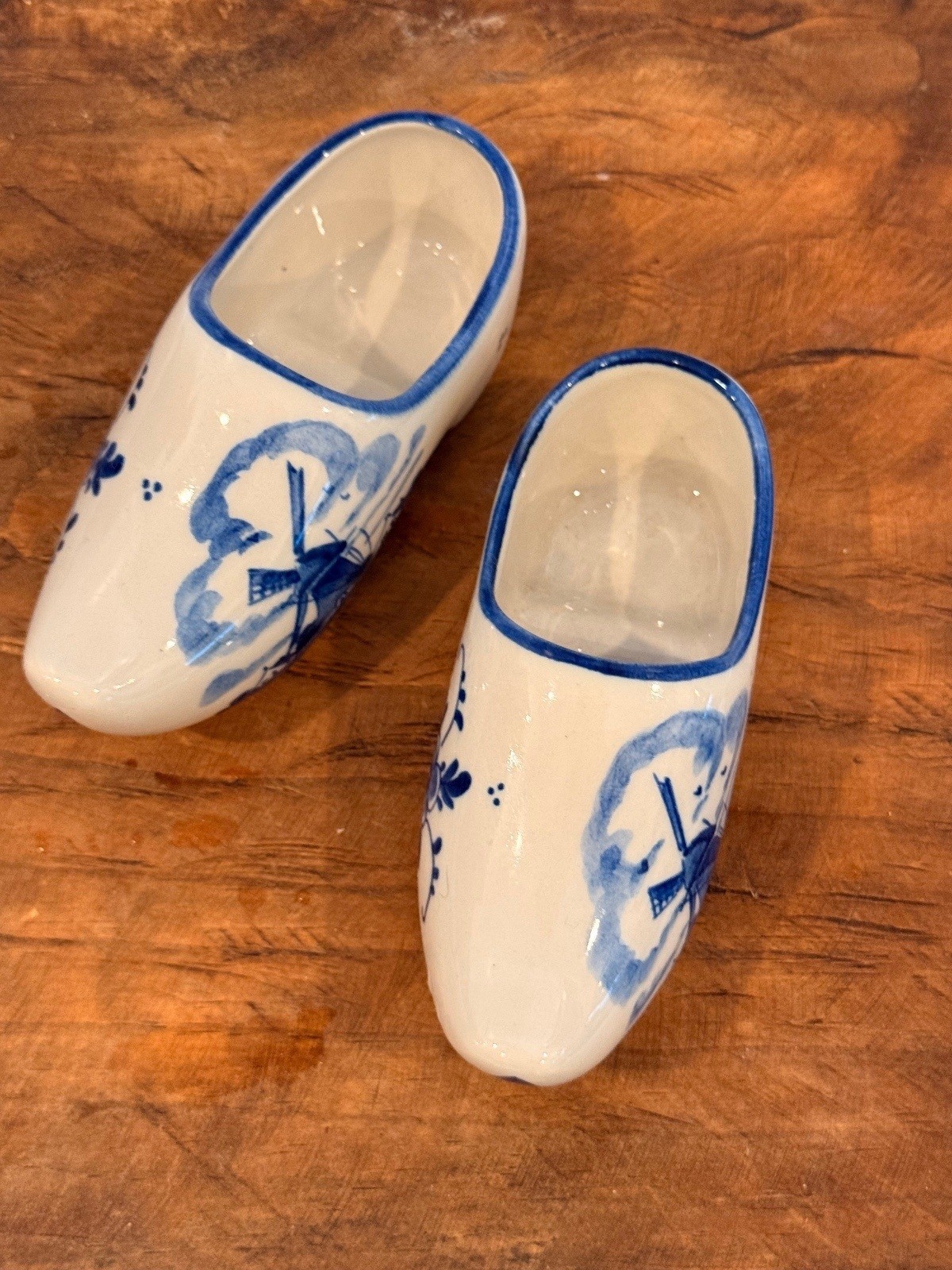 Vintage Delft Blue Porcelain Clogs,5