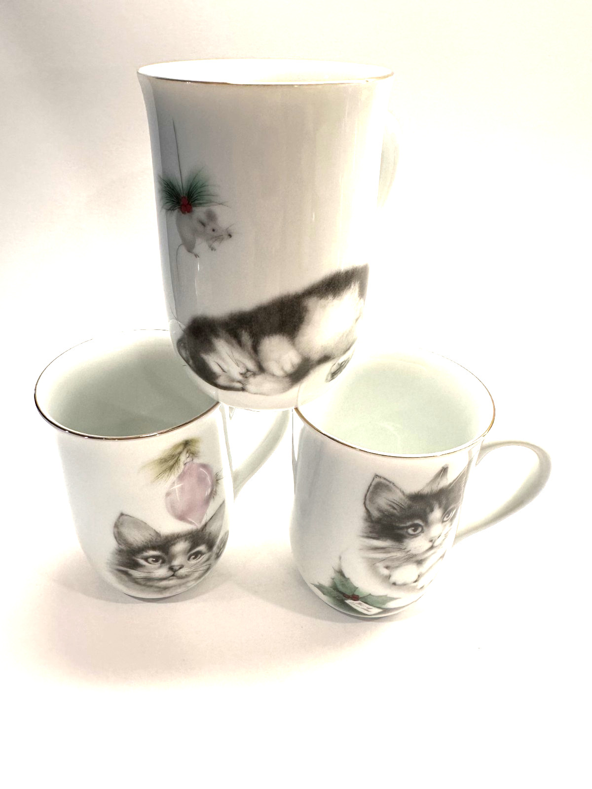 Vintage Otagiri Japanese Porcelain Mugs Set of 3
