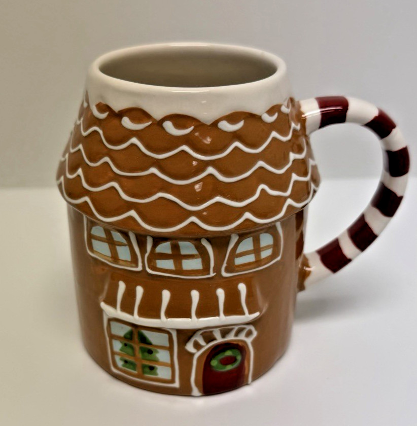 Wondershop Gingerbread House Mug Christmas Earthenware Candy Cane Handle