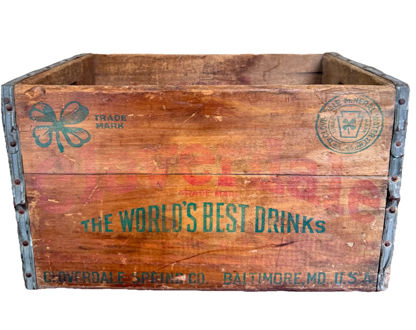 VTG Cloverdale Mineral Water Wood Advertising Crate Harrisburg PA Baltimore MD