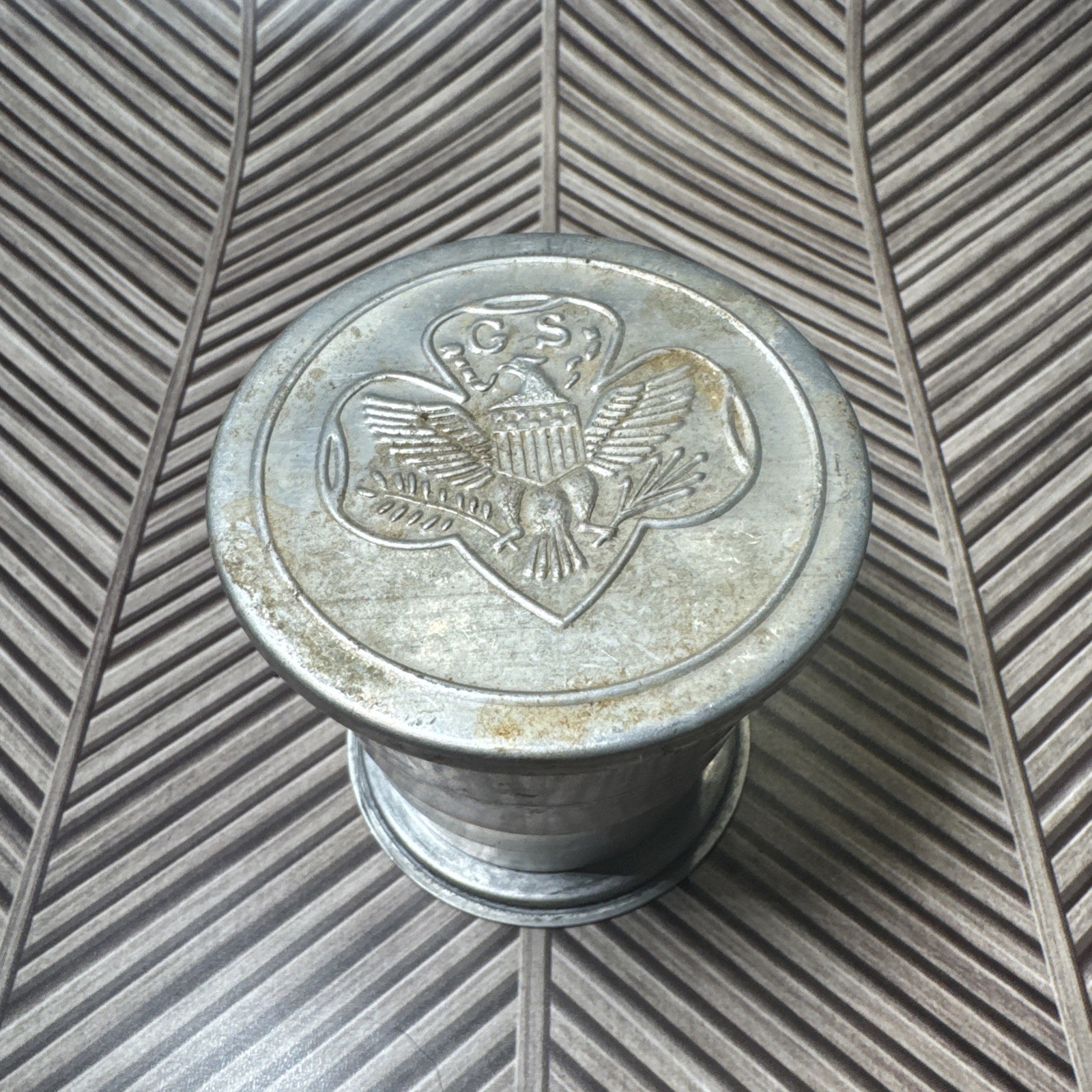 Vintage GIRL SCOUTS Collapsable Aluminum CUP GS Camp Camping Vintage GIRL SCOUTS Collapsable Aluminum CUP GS Camp Camping