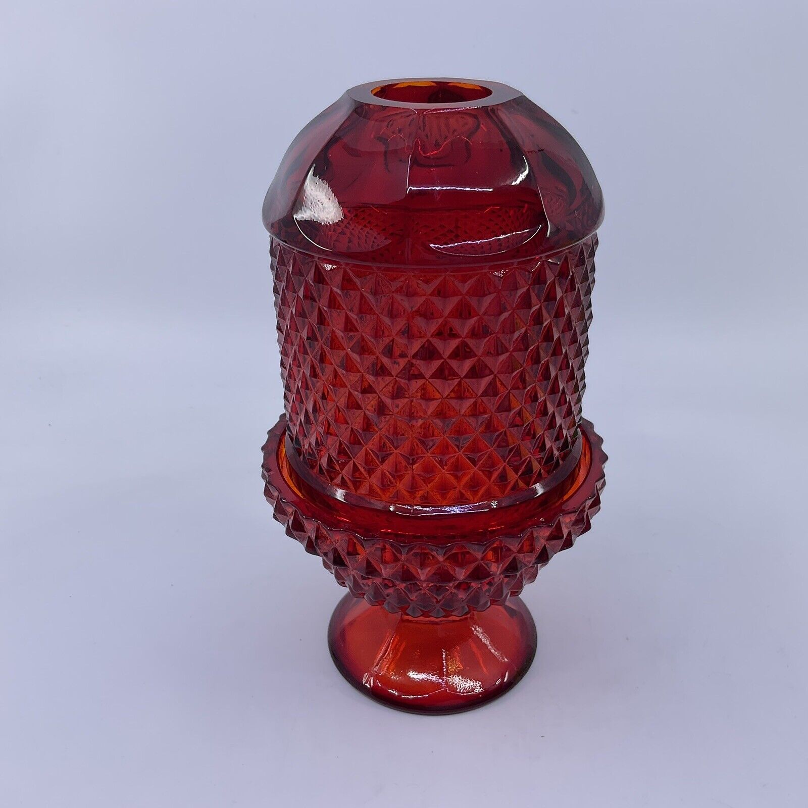 Viking Glass Ruby Red Diamond Point Fairy Light