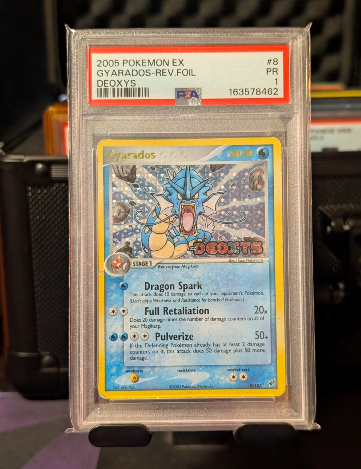 PSA 1 2005 Pokémon TCG EX Deoxys Gyarados Reverse Holo Foil #8/107