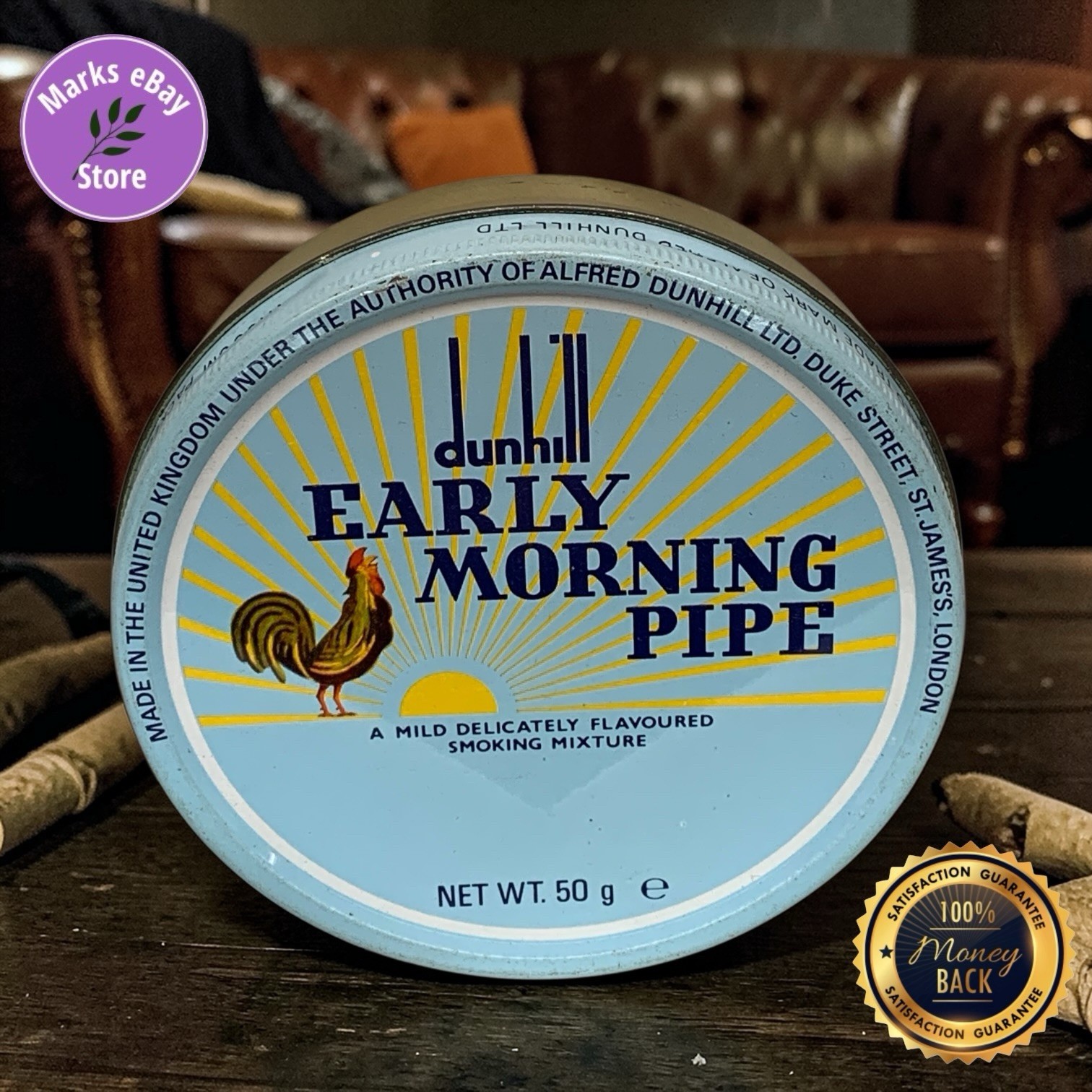 Vintage Dunhill Early Morning Pipe 50g Empty Tobacco Tin UK Collectible