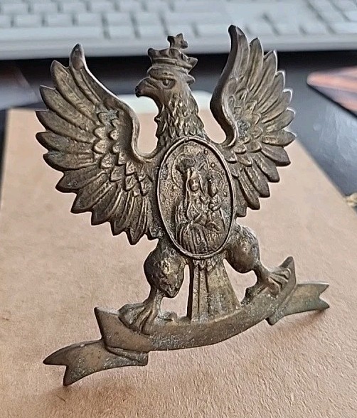 Crowned Polish Eagle Coat of Arms Metal stand Queen of Polish Crown Virgin Mary