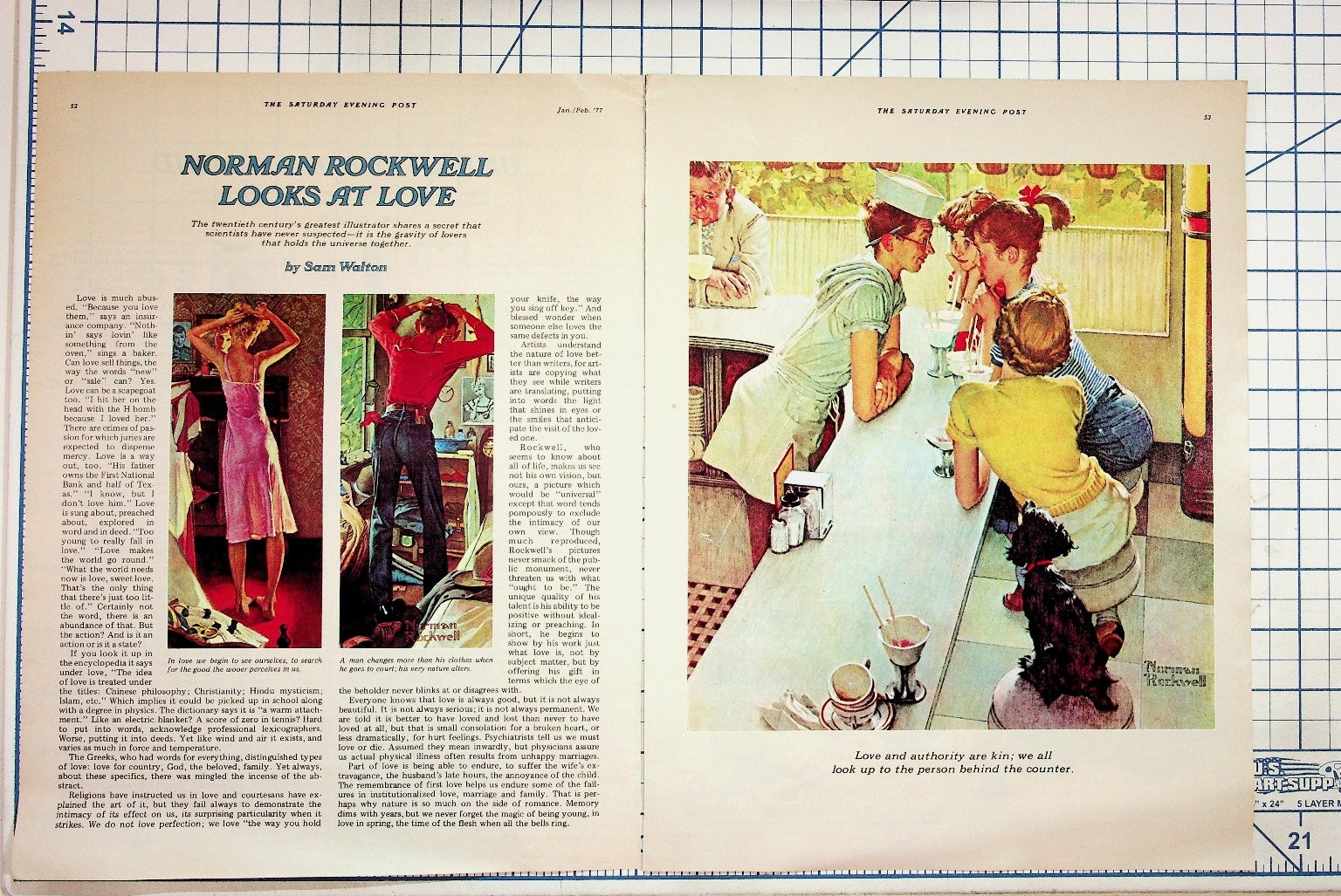 1977 Norman Rockwell LOOKS AT LOVE Saturday Evening Post Magazine Pages Art 1977 Norman Rockwell LOOKS AT LOVE Saturday Evening Post Magazine Pages Art