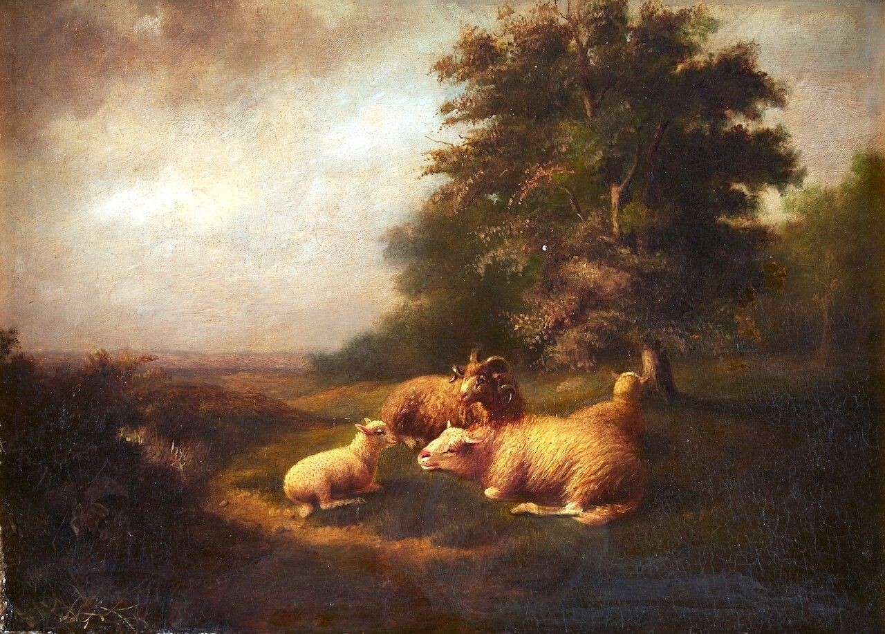 Oil painting Sheep-in-a-Meadow-Eugene-Verboeckhoven-Oil-Painting art