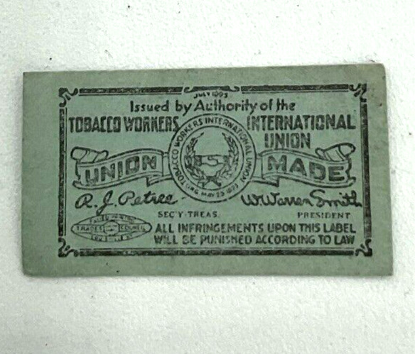 Vintage Tiny Green Union Made Stamp Seal Tobacco Workers International