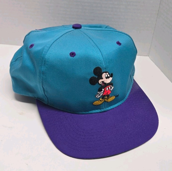 Vintage Adult Disney Unlimited Mickey Mouse Snapback Hat Embroidered Teal Purple Vintage Adult Disney Unlimited Mickey Mouse Snapback Hat Embroidered Teal Purple
