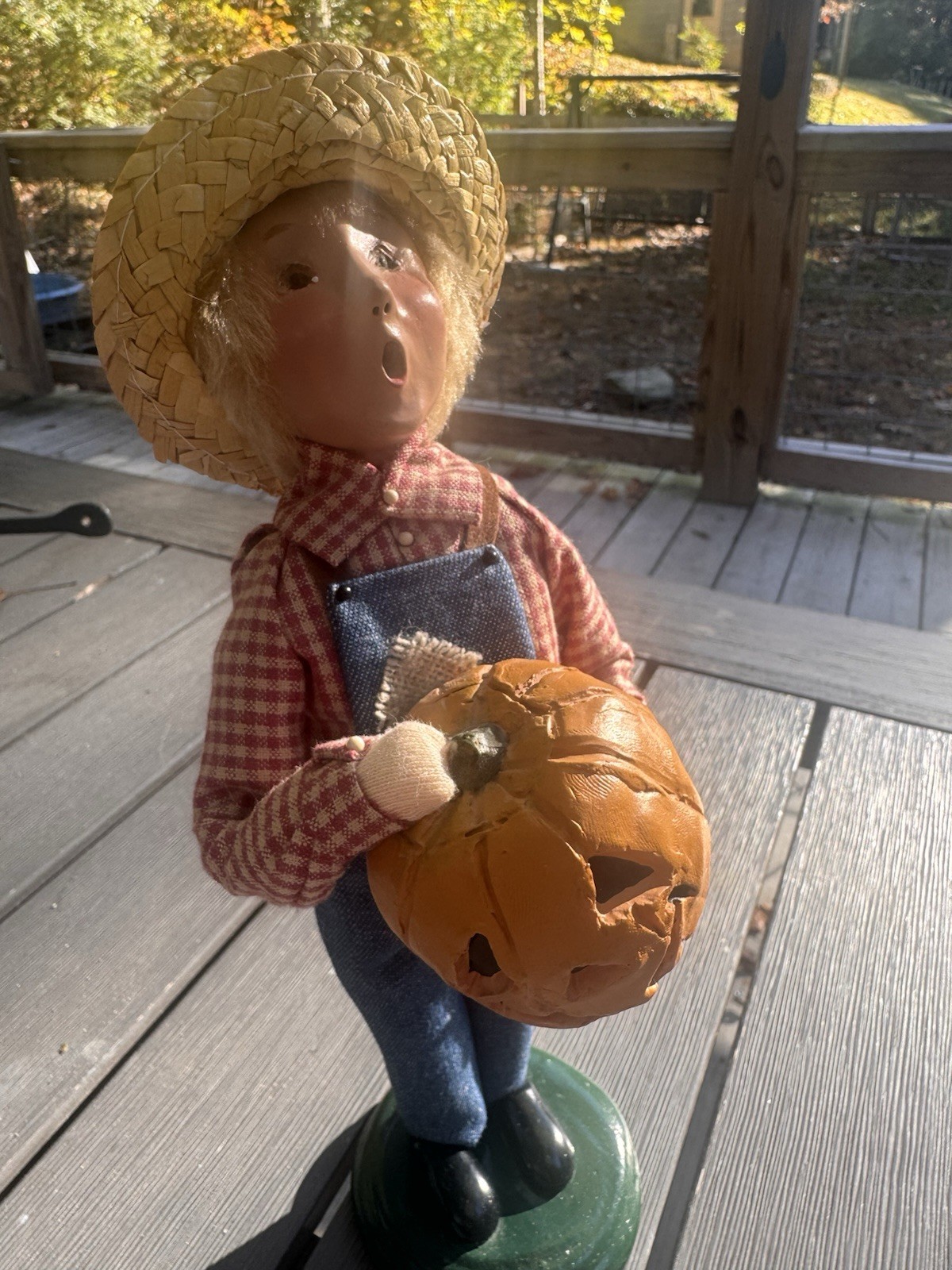 Byers Choice Harvest Boy with Pumpkin