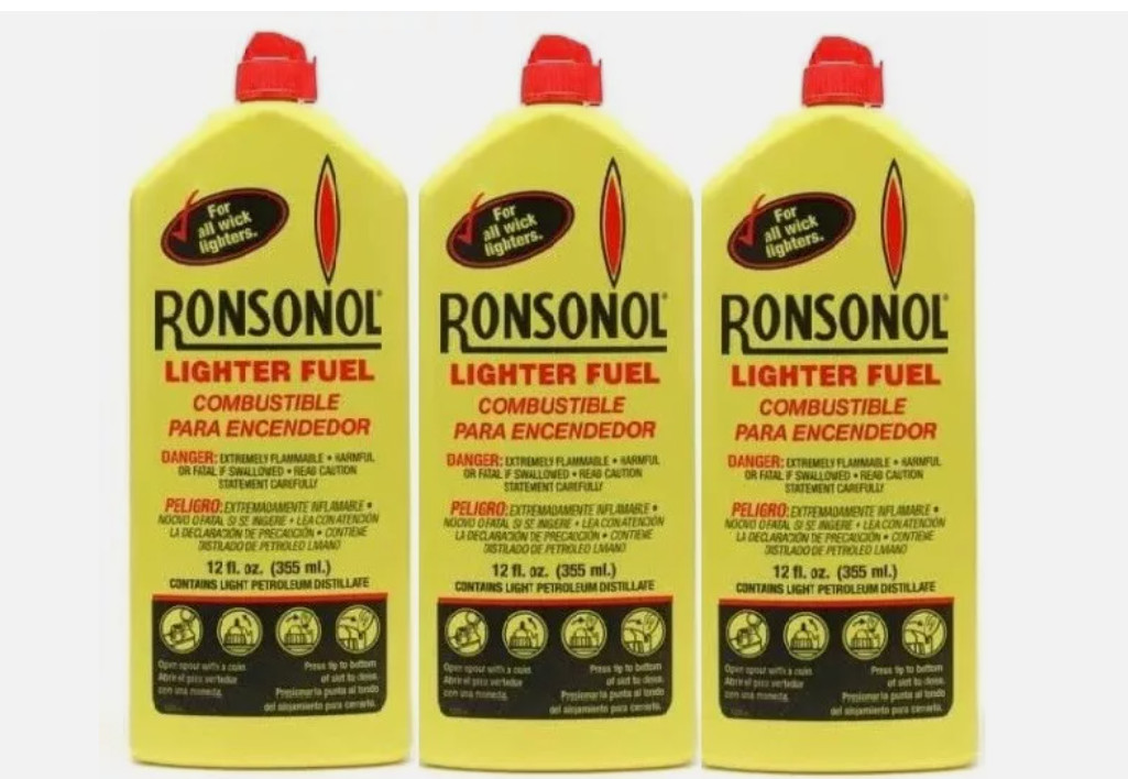 Ronsonol Ronson 12oz Butane Lighter Fuel Fluid For  Zippo Pocket Lighters 3 Pack