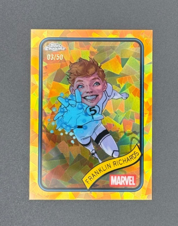 2025 Topps Chrome Marvel #56 Franklin Richards Doom Spider GOLD SAPPHIRE /50 2025 Topps Chrome Marvel #56 Franklin Richards Doom Spider GOLD SAPPHIRE /50
