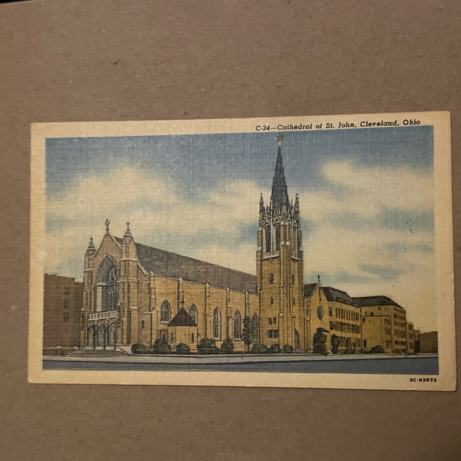 Cathedral Of St John French Gothic Design Cleveland OH Linen Postcard