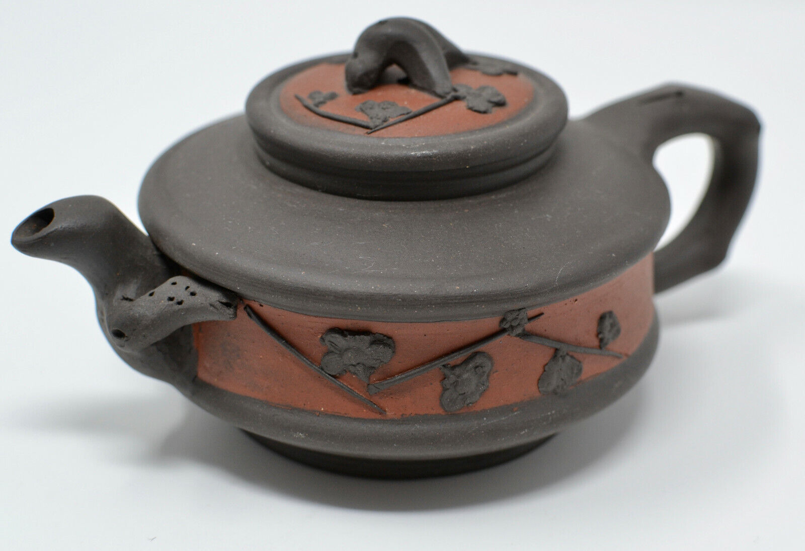 Chinese Yixing Zisha Plum Flower Small Tea Pot Two Colors Red Brown Clay Teapot
