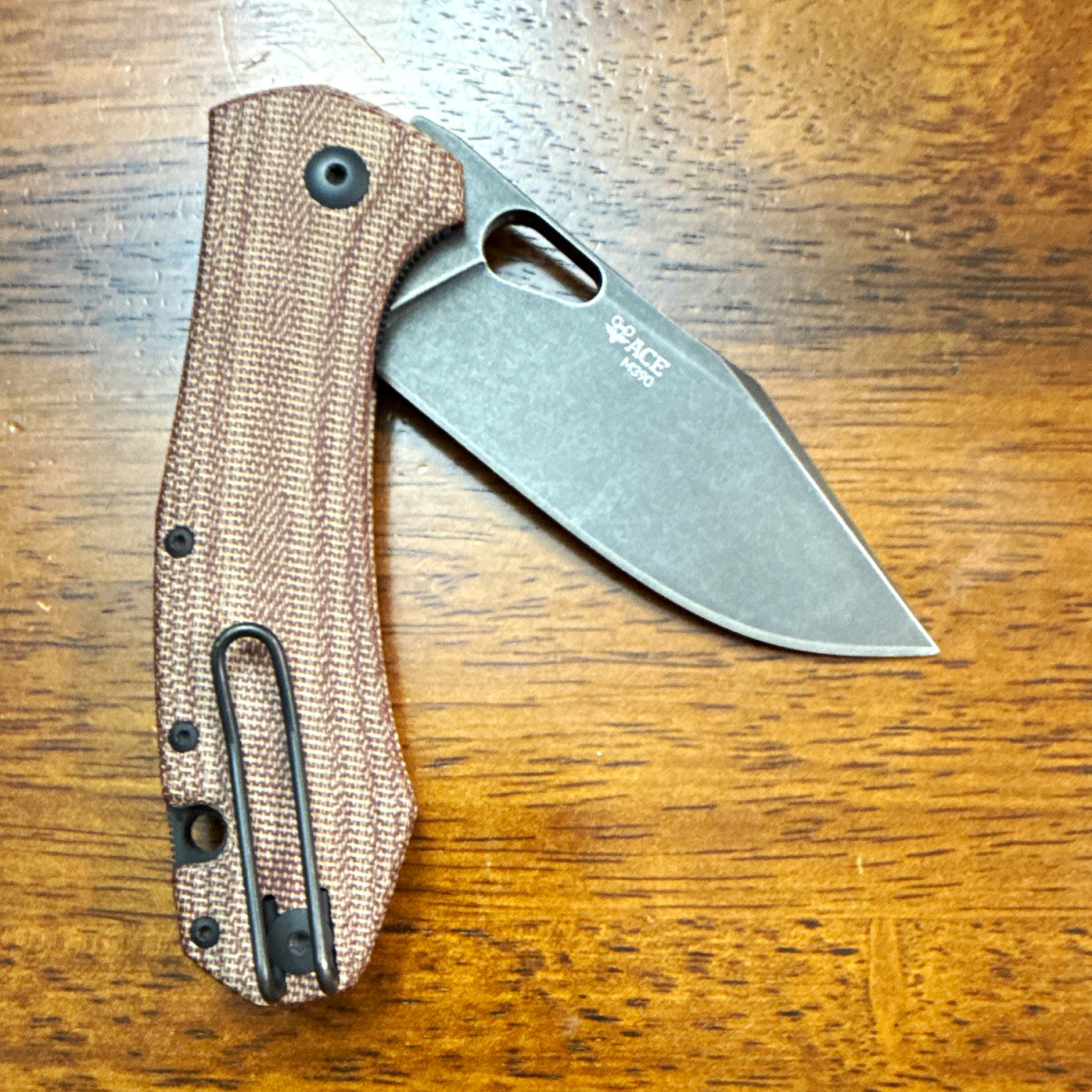 Giant Mouse Grand M390 Drop Point Plain Edge Red Micarta 