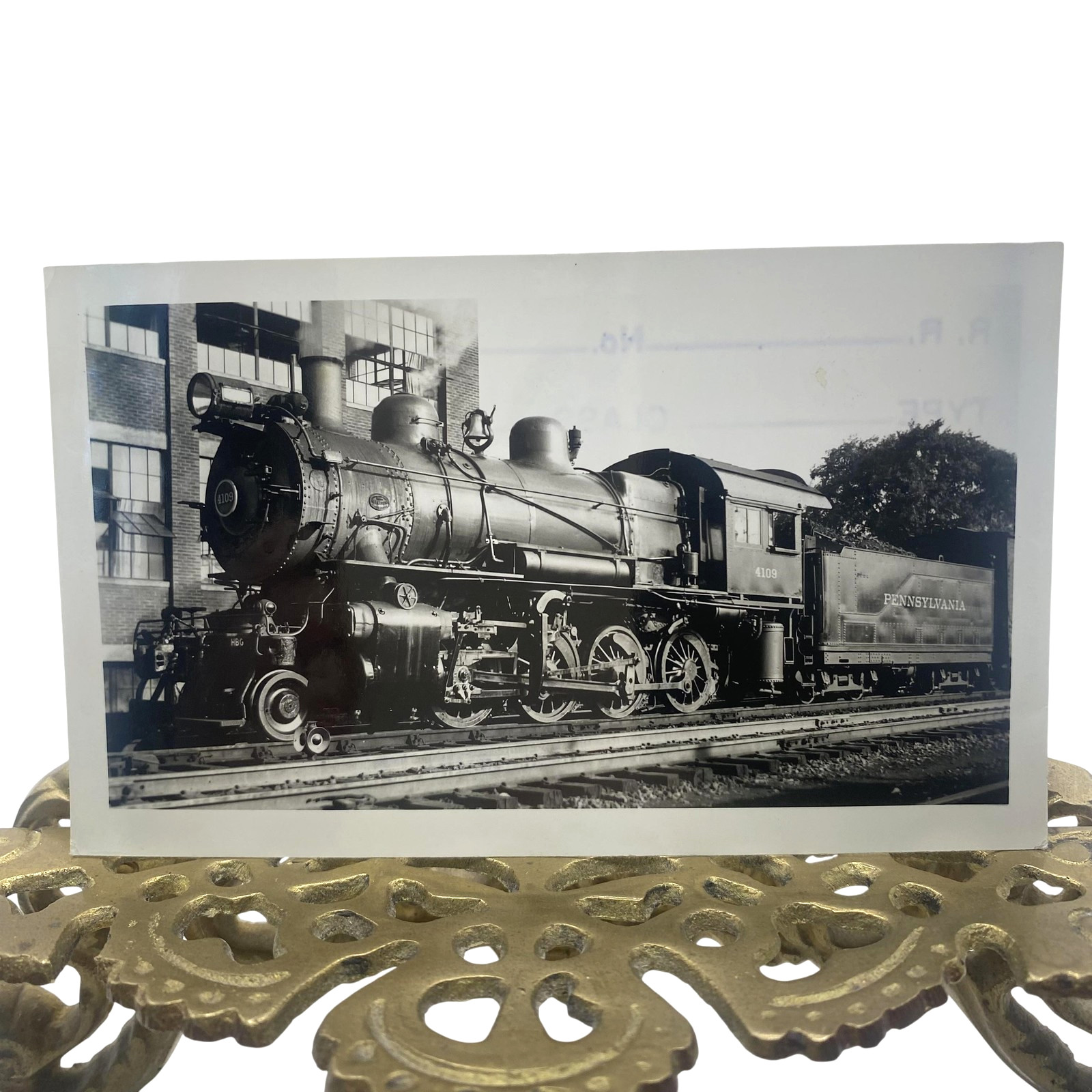 Vintage Pennsylvania RR 4109 Steam Locomotive Photo 2.75x4.5 B&W Gelatin Orig