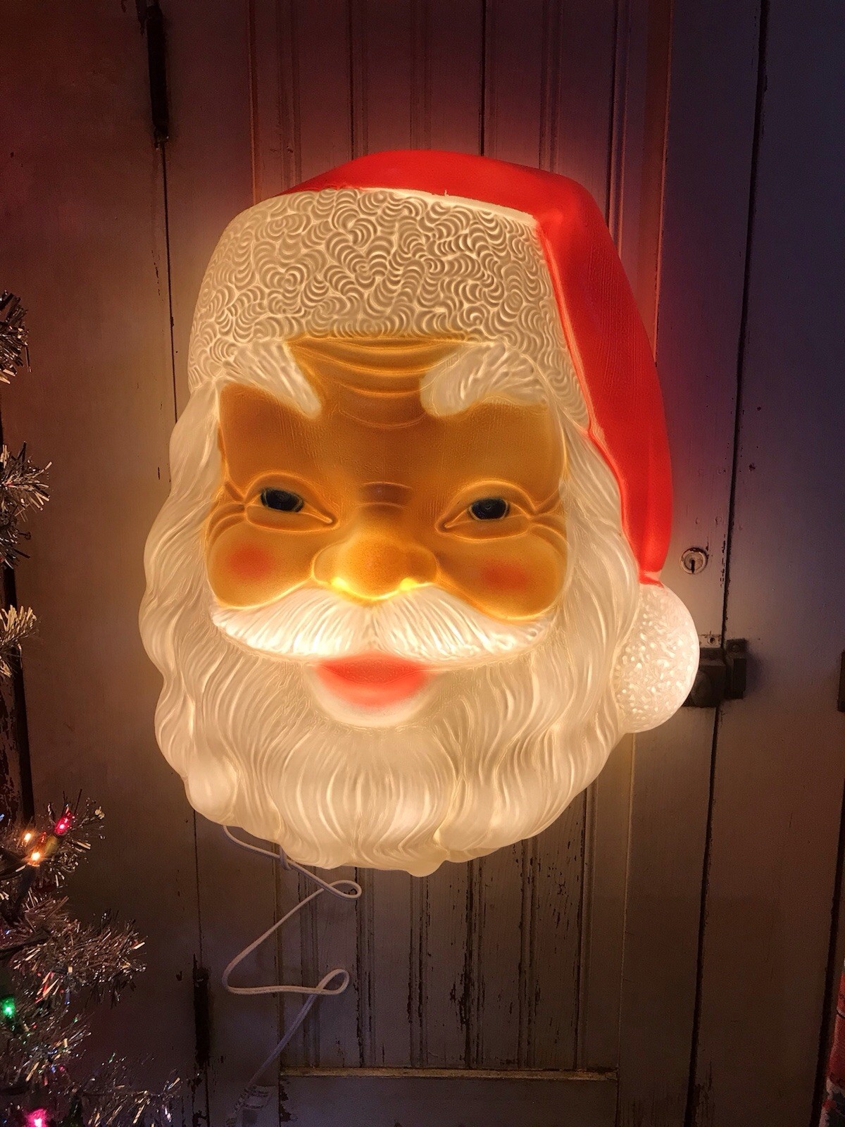Nostalgic Blow Mold Christmas Lighted Santa Face General Foam Mold 17” U.S.A
