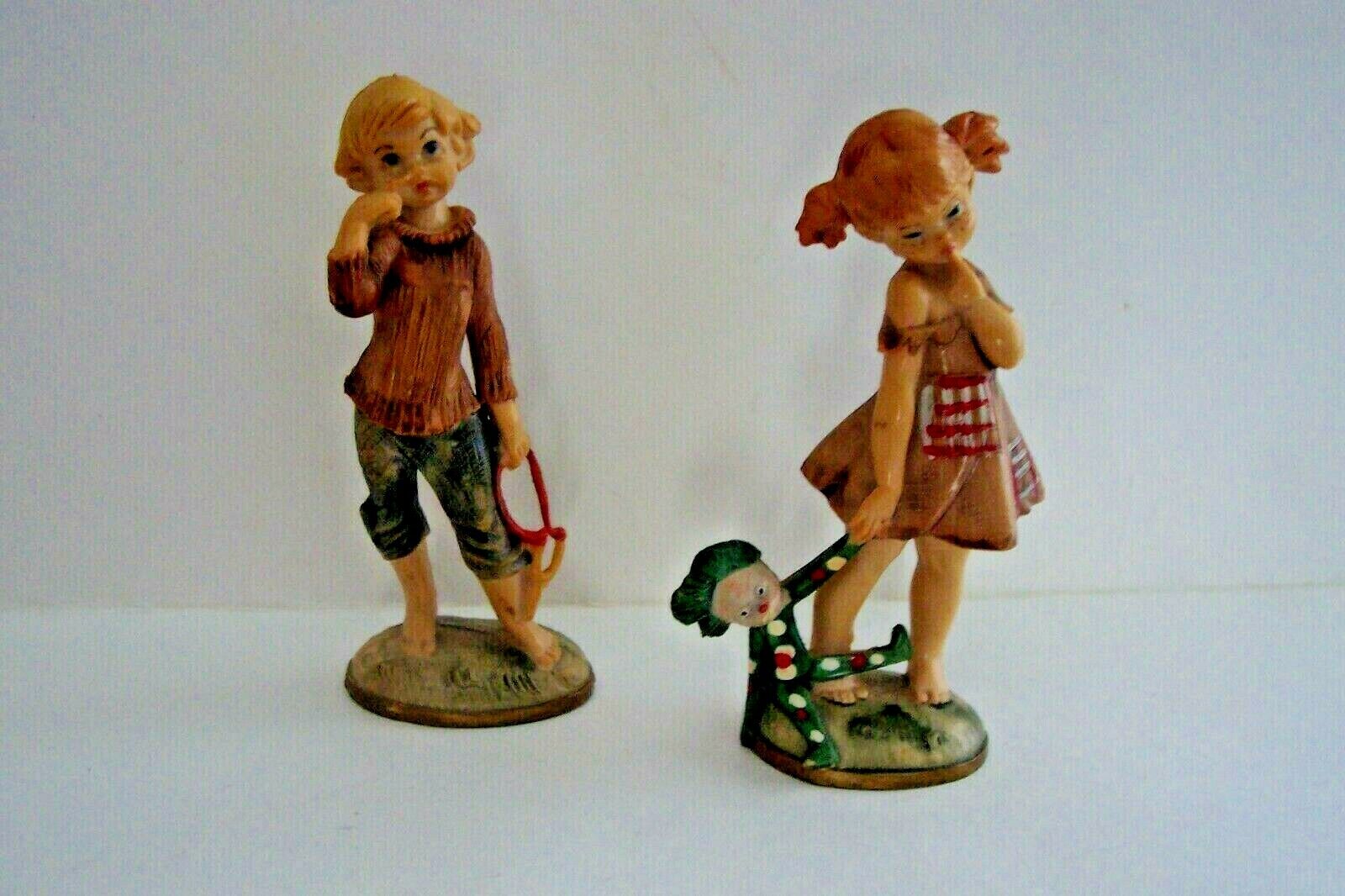 2 Fontanini Depose Italy Figurines Boy and Girl Spider Mark