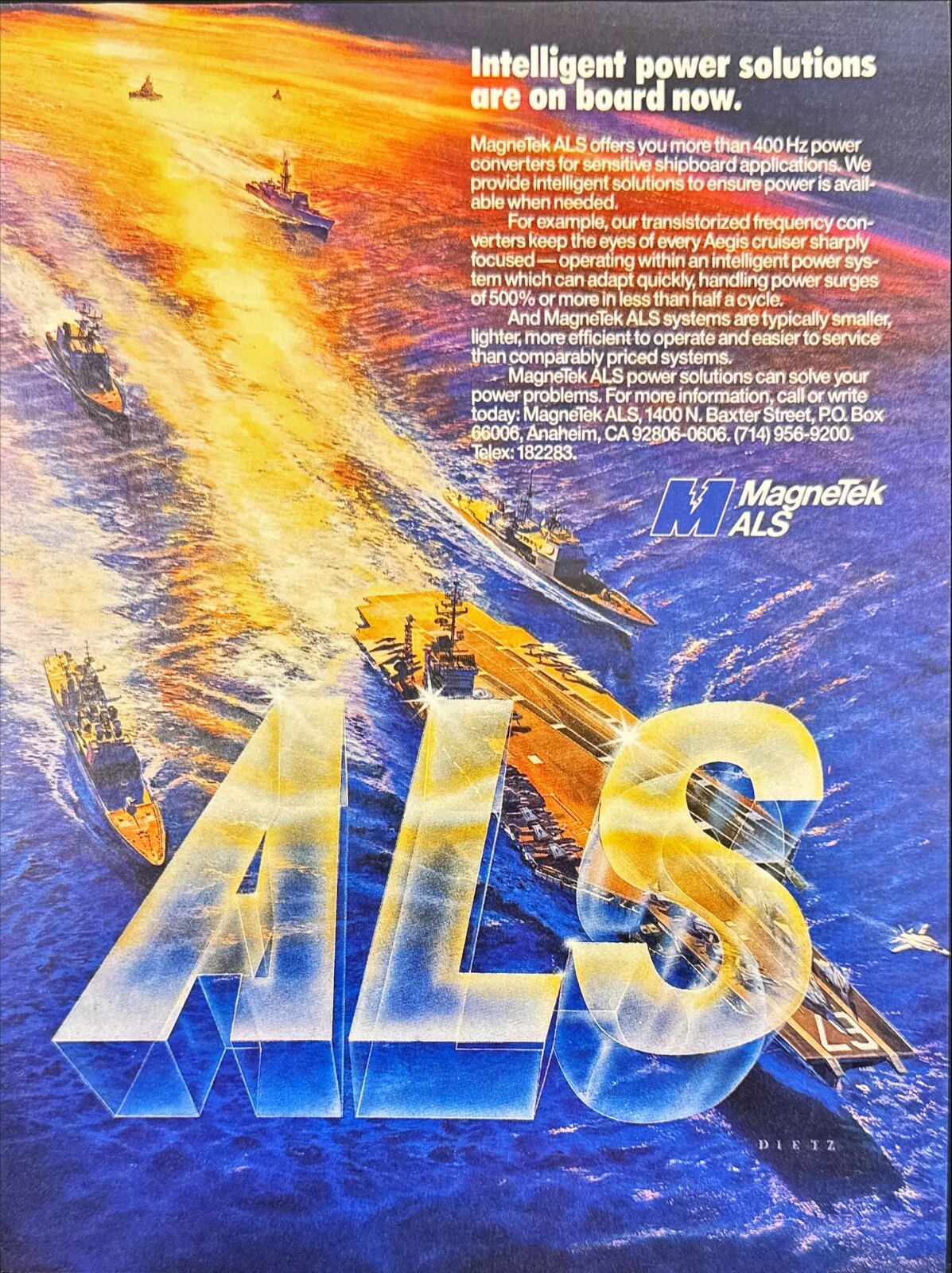 MagneTek ALS Power Carrier Battle Group USN Vintage Print Ad 1988