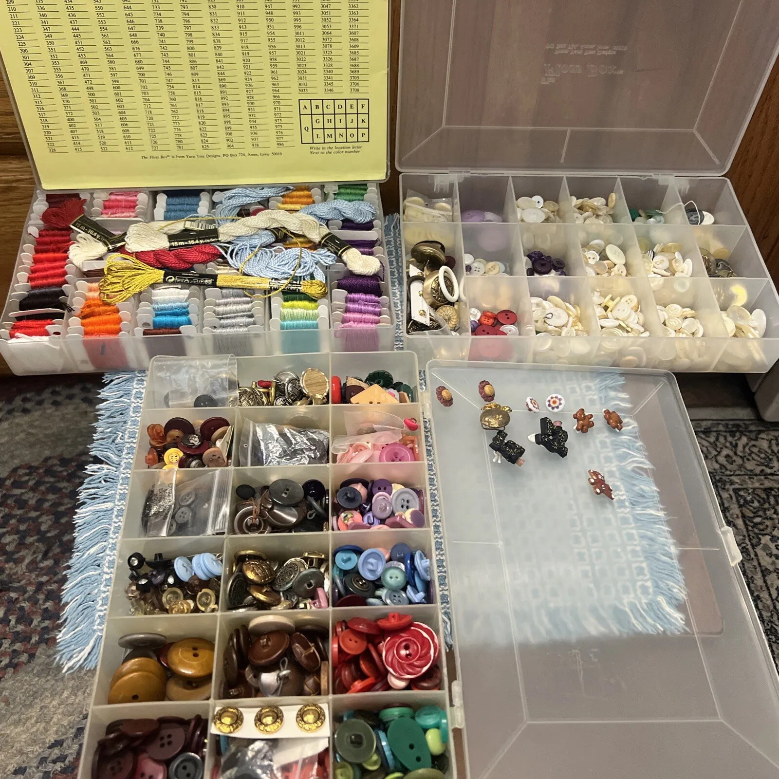 Sewing Buttons Organizer Case Crafts Dms Skeins Huge Vtg Lot 4lbs Vintage