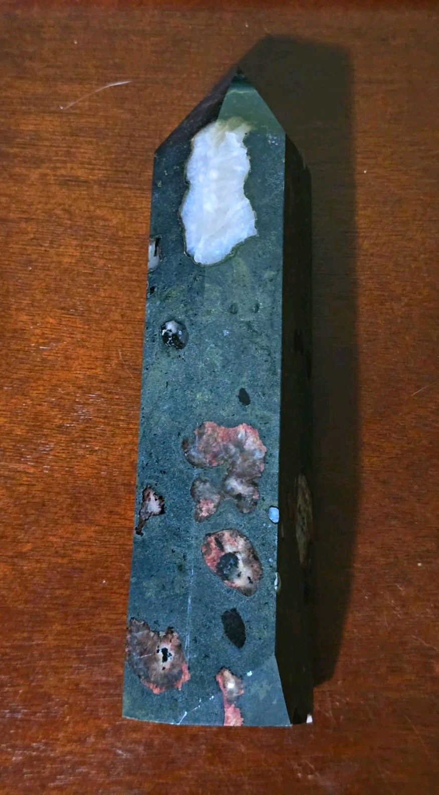 Plum Blossom Jasper Polished Obelisk Point Tower Approx 9 Inches Tall 2lbs 8.9oz