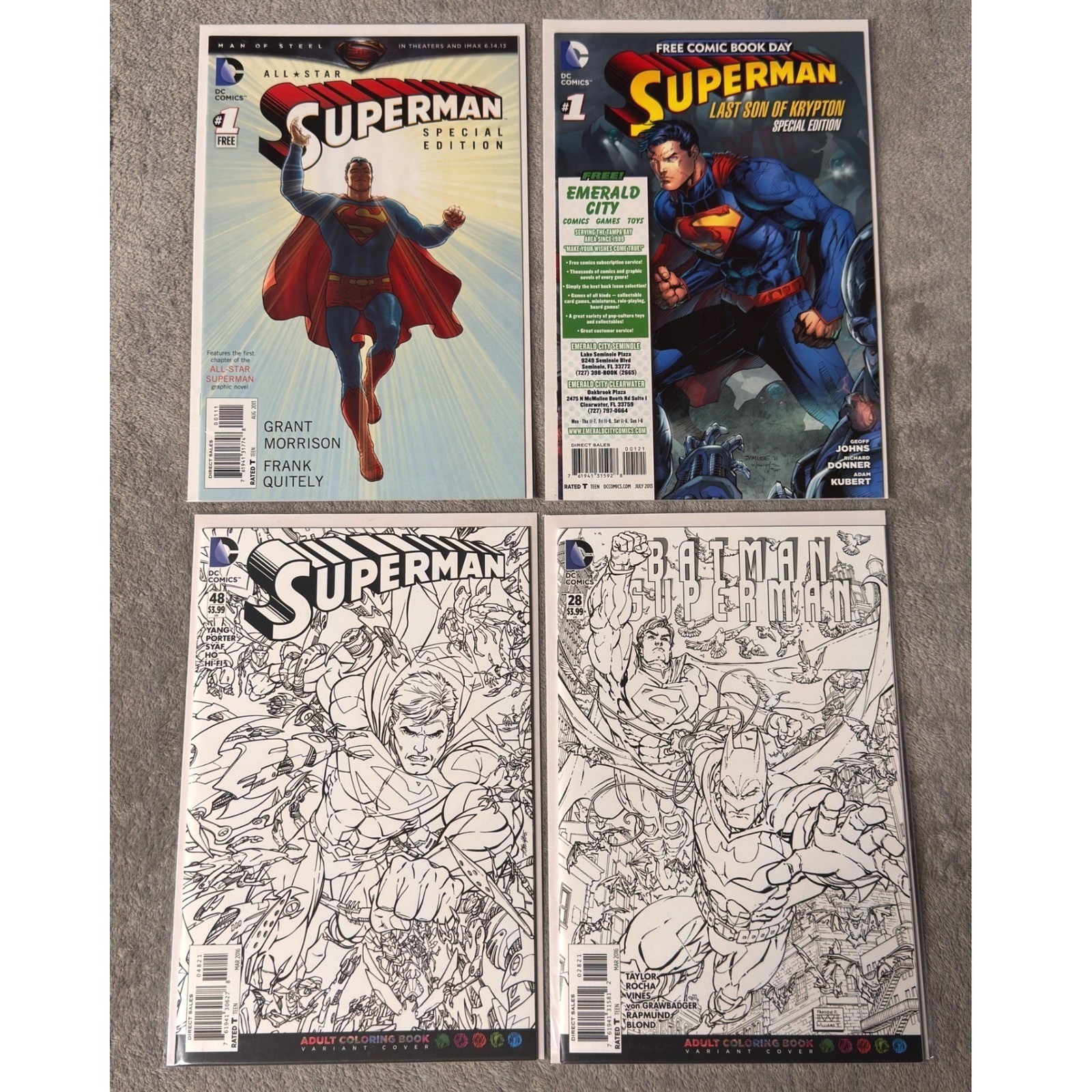 DC Comics Superman Batman Comic Lot 4 All-Star #1 Last Son Variant Coloring Book