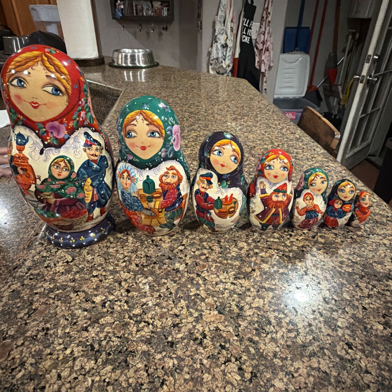 VTG 1994 Russian Matryoshka Nesting Dolls Set of 7 Signed Obrevko Hand Painted