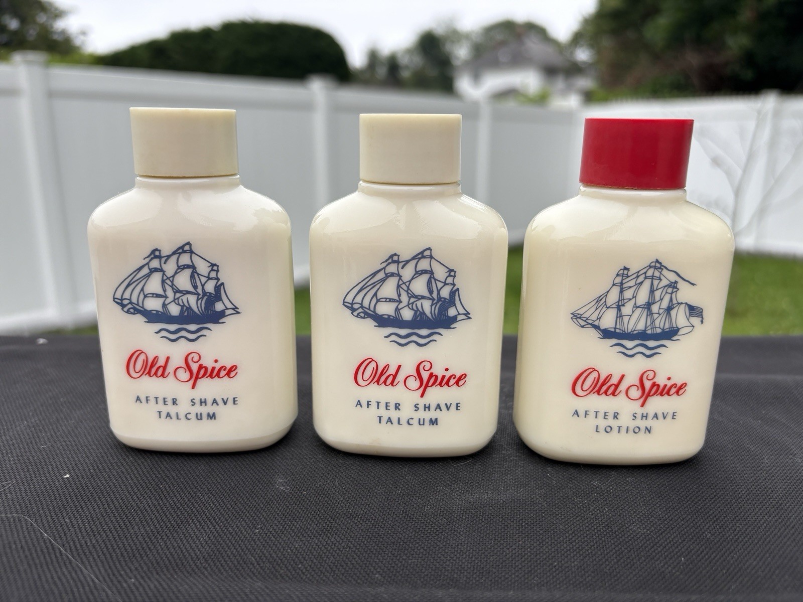 Vintage Old Spice Milk Glass After Shave Talcum Powder Lotion Lot Shulton