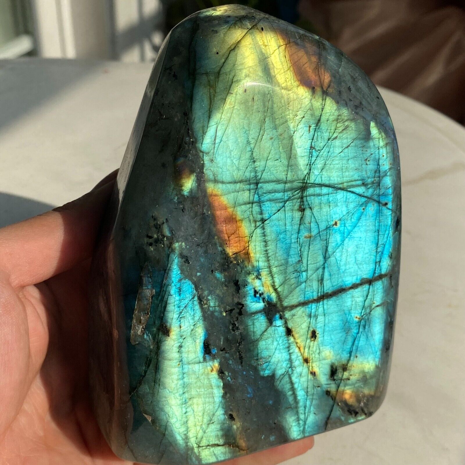 3.51LB Natural Gorgeous Labradorite Quartz Crystal Stone Specimen Healing K22